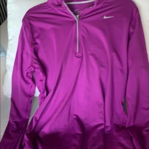 Nike long sleeve womens half zip fushia